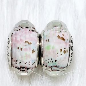 Pandora pair light pink brown ocean look Muranos.